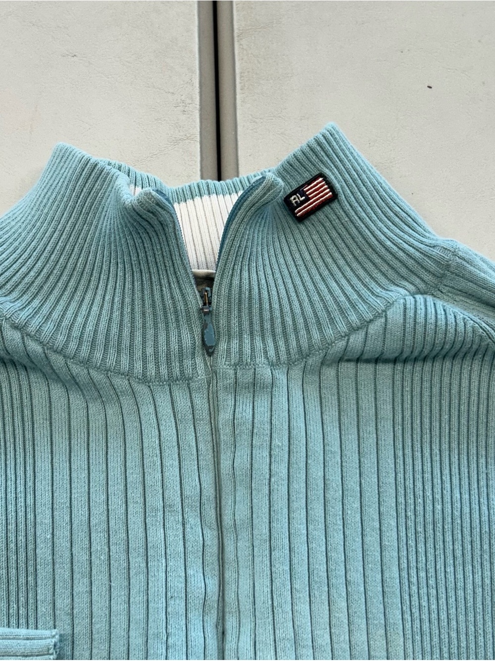 Half-Zip Ribbed Sweater - Light Blue - Picture 2 of 5